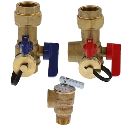 Jones Stephens 3/4in IPS Tankless Water Heater Valve Service Kit with Pressure Relief Valve D05102